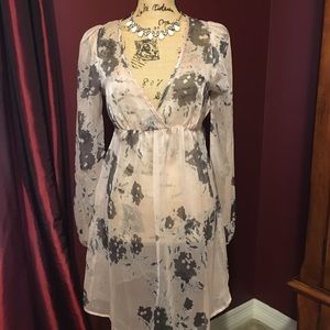 Francesca’s Sheer floral dress with tie in back